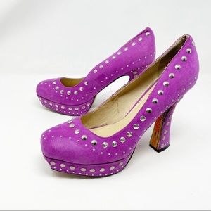 FRH Size 10 Purple Studded Square Tip 5” Platform Heel